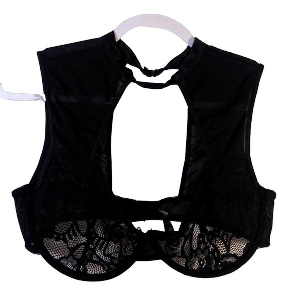 Dreamgirl Black Lace High Neck Bralette Underwire Size XL - Picture 2 of 7